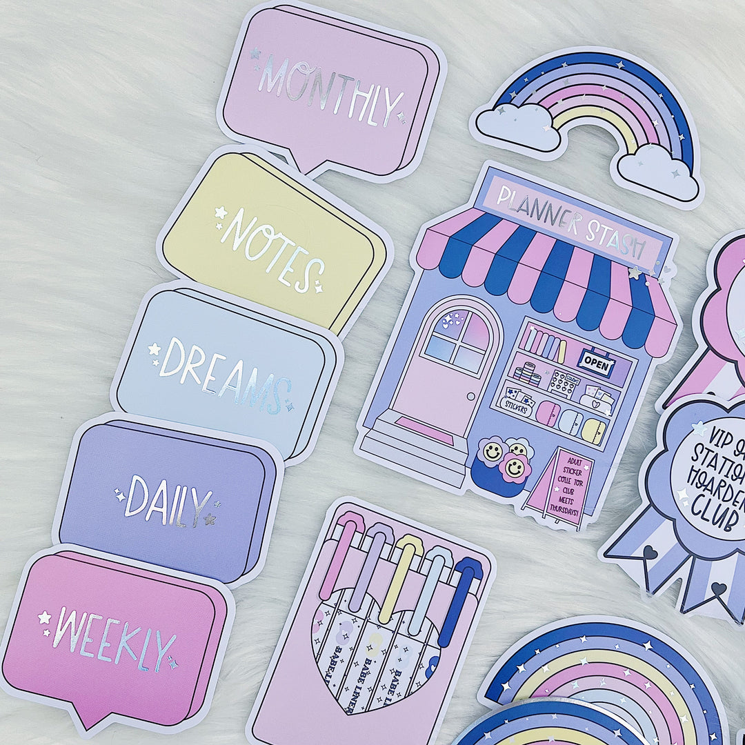 Planner Stash V2 Sticker Die Cut Pack | Holo Foiled