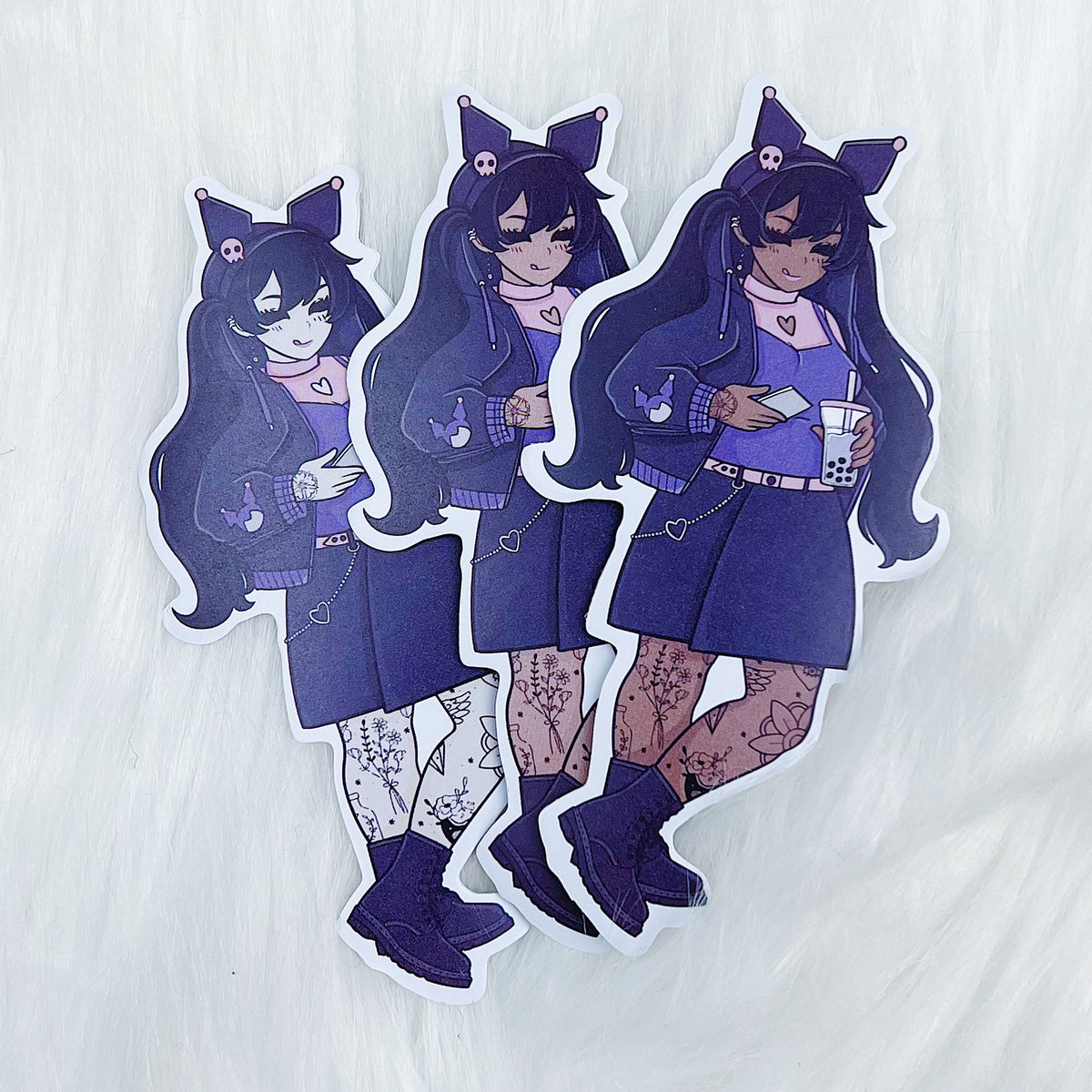 Kuromi Babe Vinyl Sticker | Choose your Skin Tone!