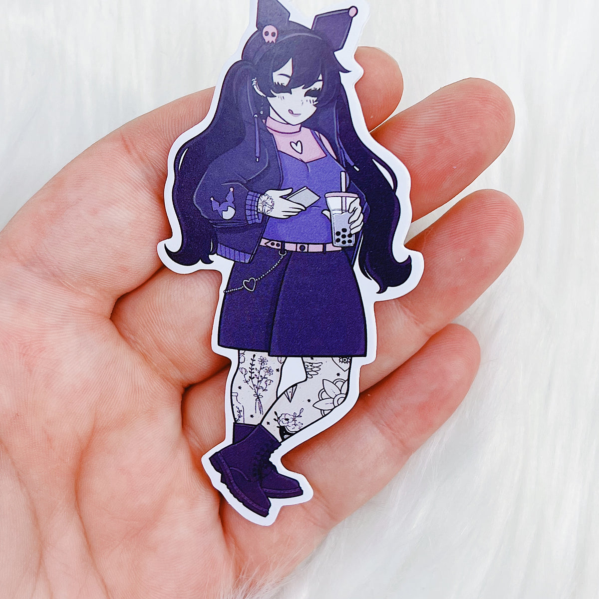 Kuromi Babe Vinyl Sticker | Choose your Skin Tone!