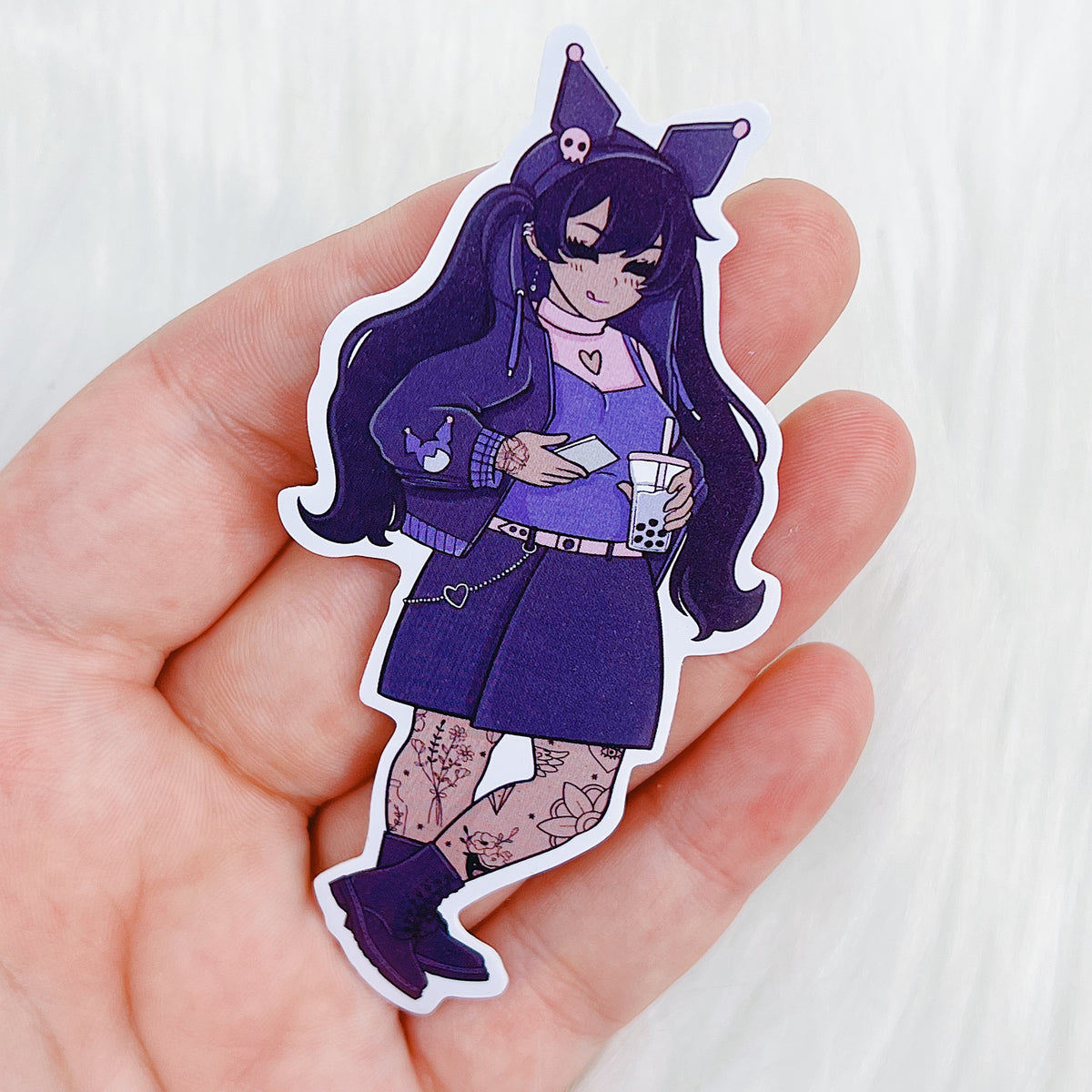 Kuromi Babe Vinyl Sticker | Choose your Skin Tone!