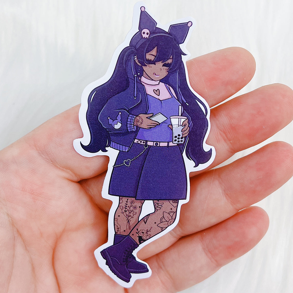 Kuromi Babe Vinyl Sticker | Choose your Skin Tone!