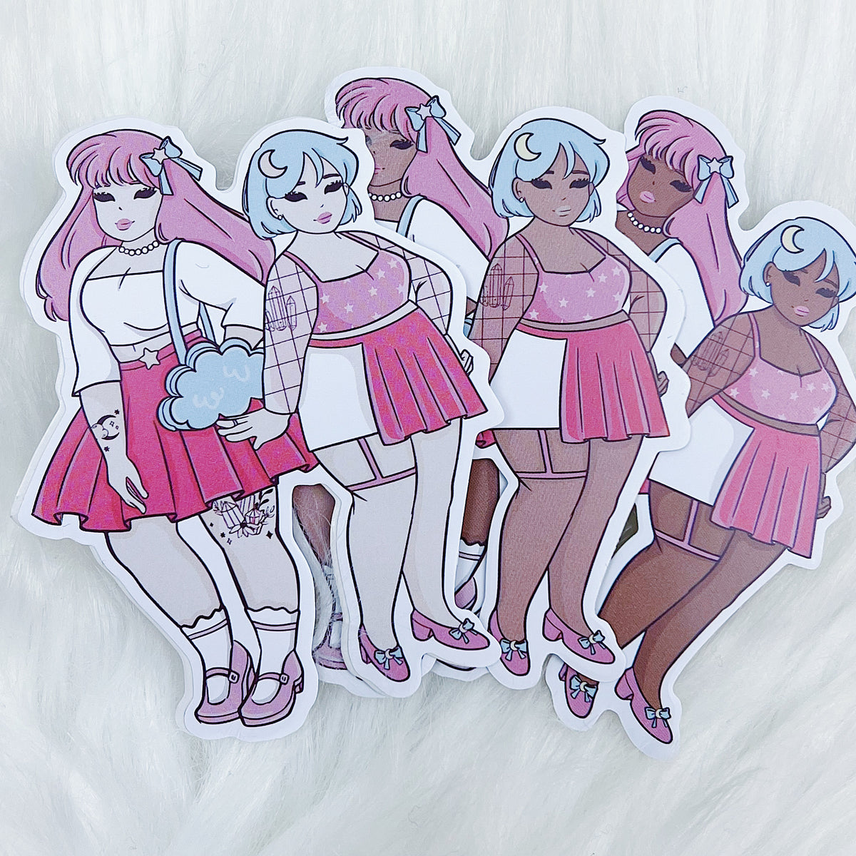 Little Twin Star Babes Vinyl Sticker | Choose your Skin Tone!