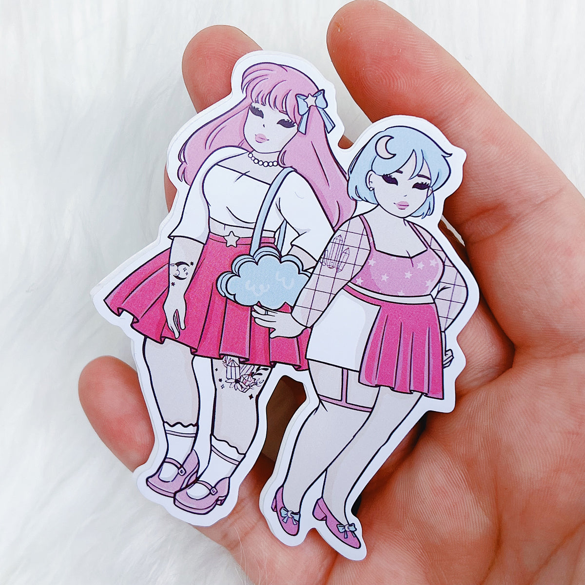 Little Twin Star Babes Vinyl Sticker | Choose your Skin Tone!