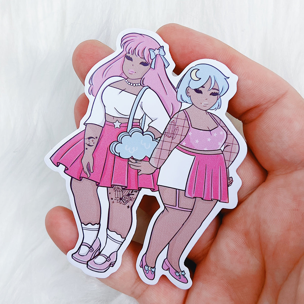 Little Twin Star Babes Vinyl Sticker | Choose your Skin Tone!