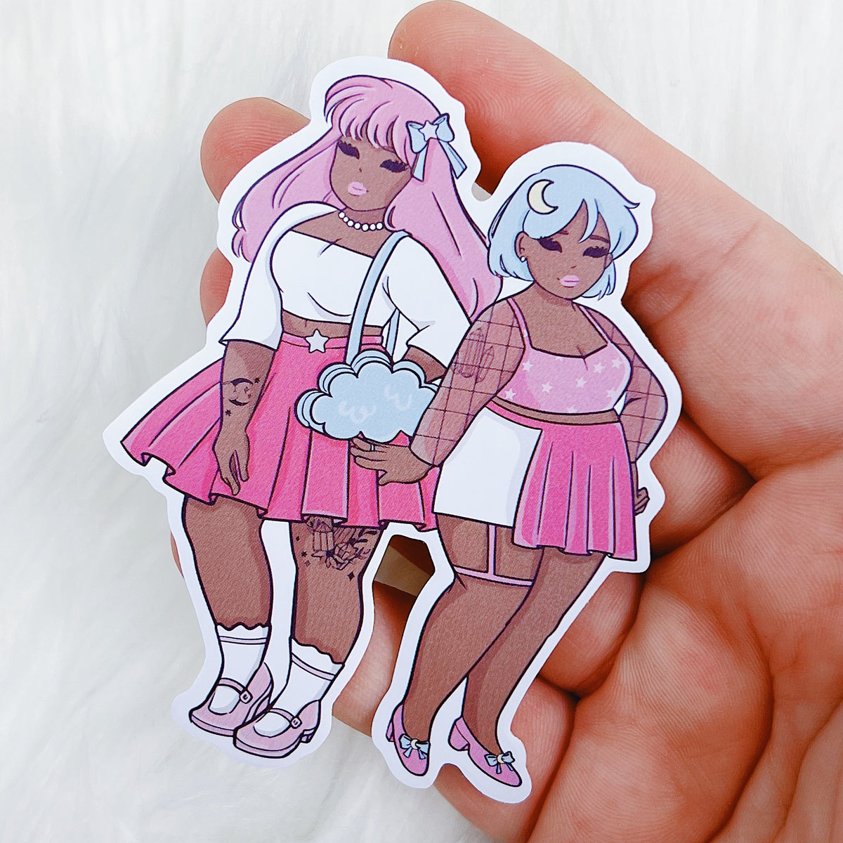 Little Twin Star Babes Vinyl Sticker | Choose your Skin Tone!