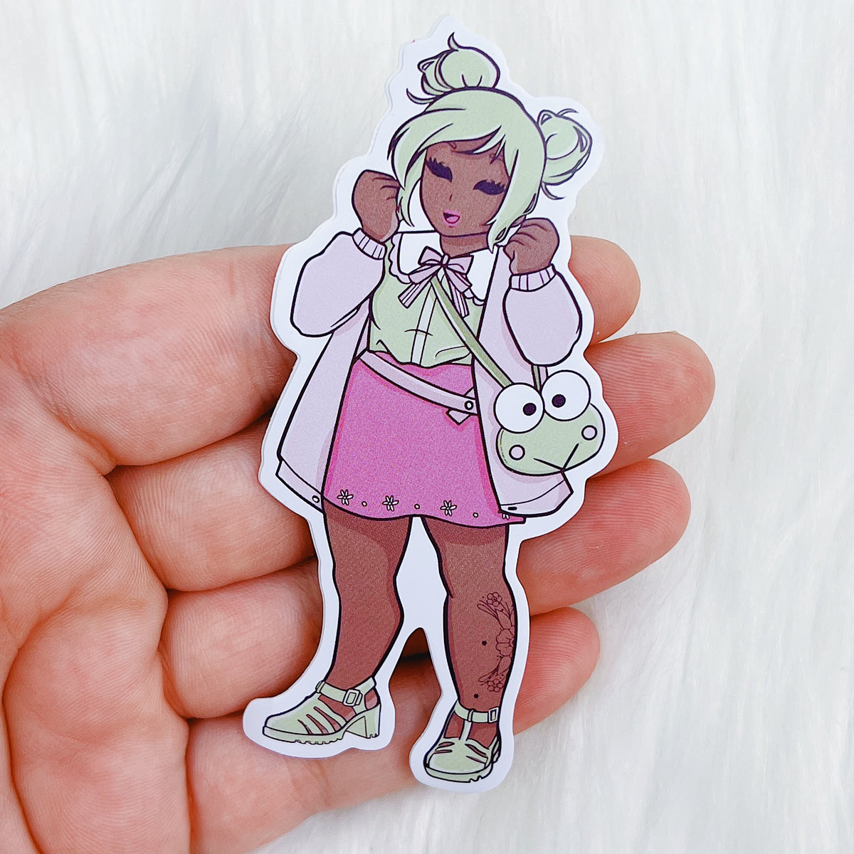 Keroppi Babe Vinyl Sticker | Choose your Skin Tone!
