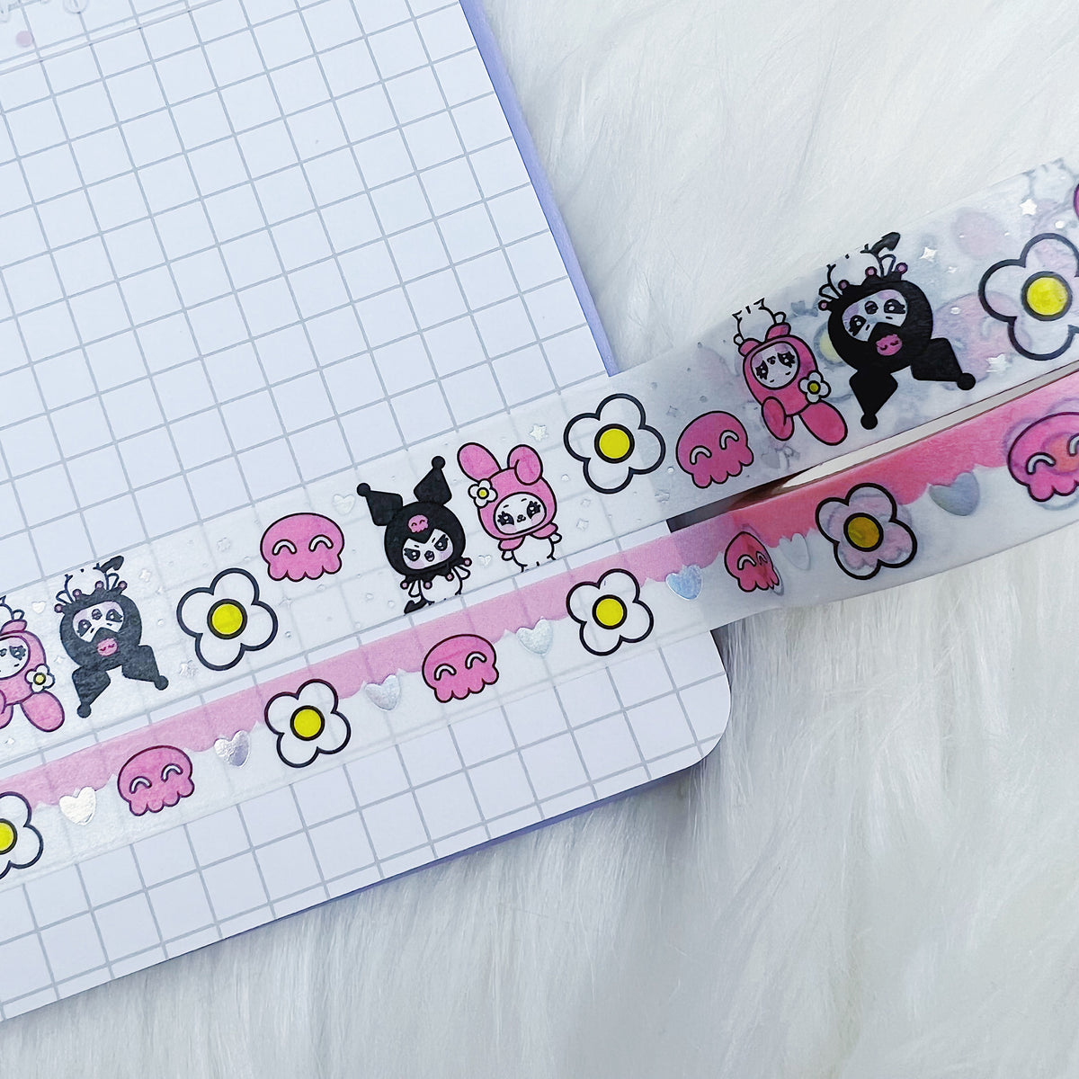 Paquete de cintas My Melody + Kuromi Washi | 10+15MM | Lámina holográfica