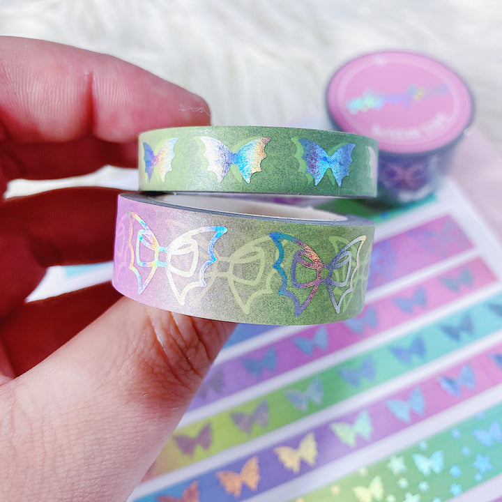 Rainbow Gradient Bat Bow Washi Bundle