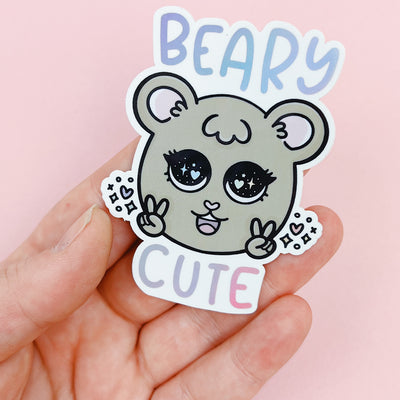 Beary Cute Vinyl Sticker Die Cut | Holographic Foil