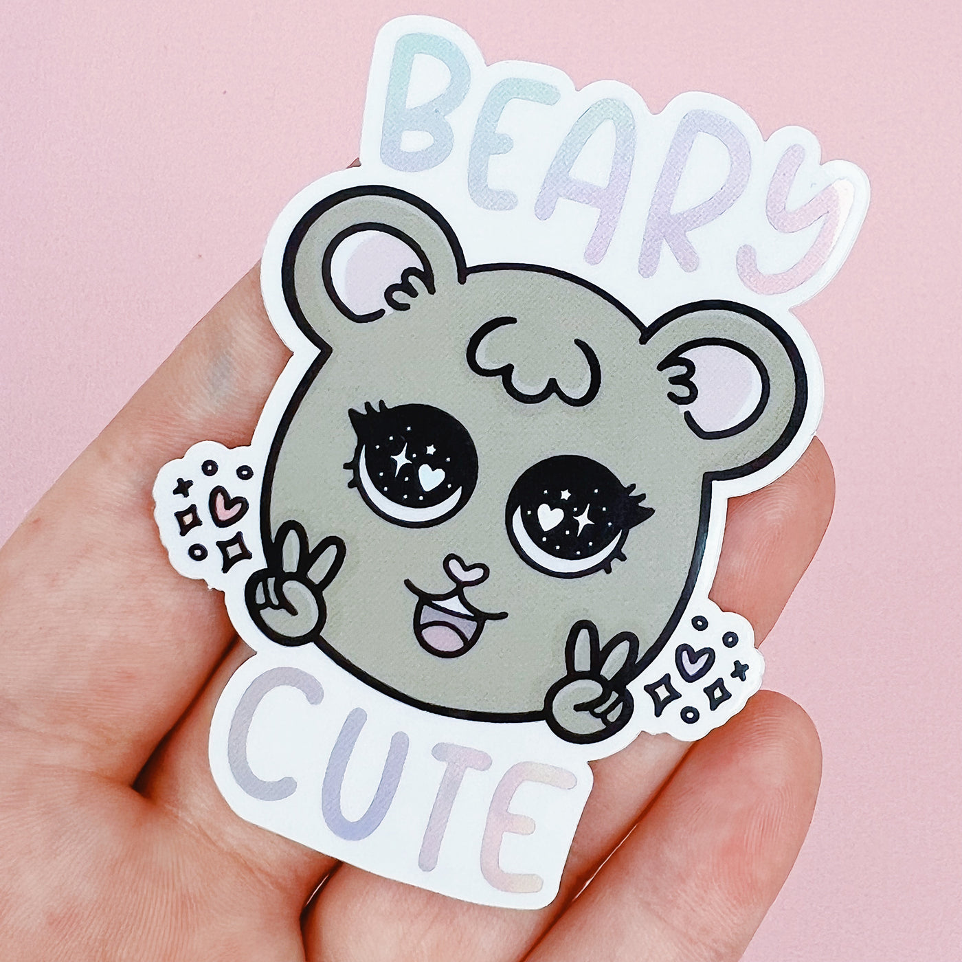Beary Cute Vinyl Sticker Die Cut | Holographic Foil