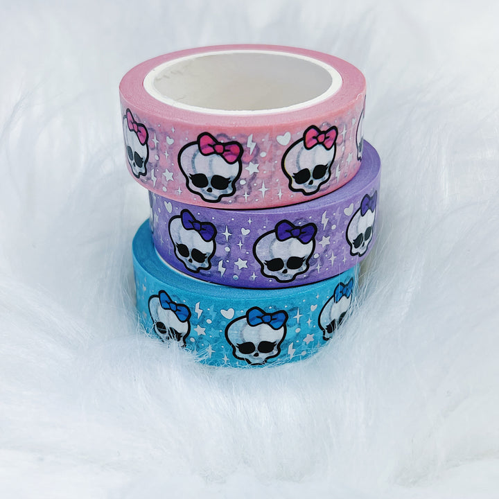 Cinta Washi Monster High Calavera | 15MM | Lámina holográfica | Elige tu color