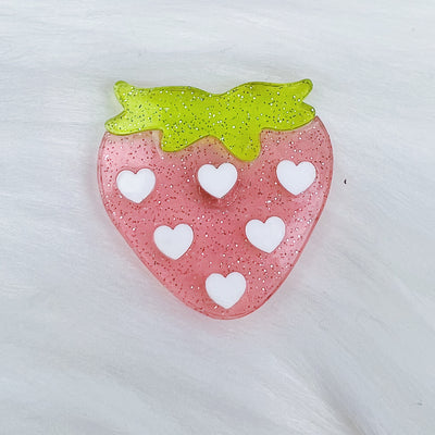 Strawberry Glitter Acrylic Magnet | Choose Your Color!