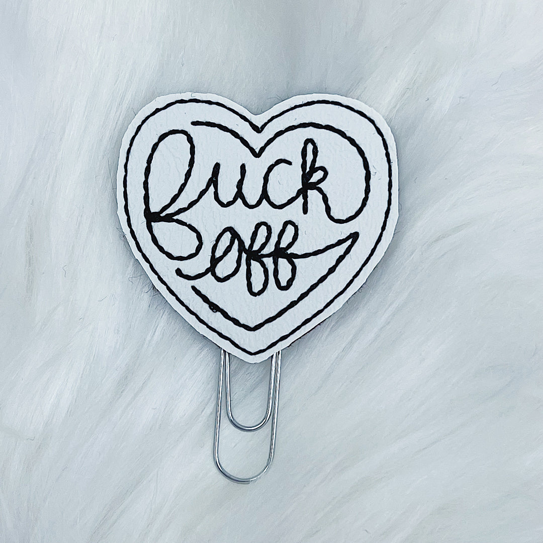 White F*CK Off Feltie Planner Clip