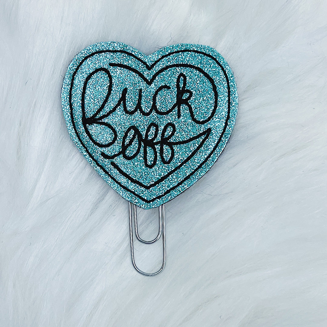 Aqua Glitter F*CK Off Feltie Planner Clip