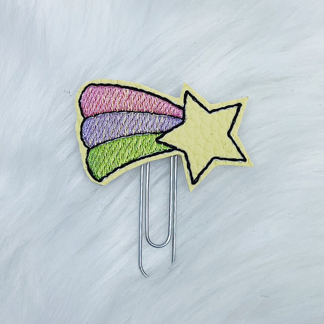 Yellow Rainbow Star Feltie Planner Clip