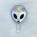 Holographic Floral Alien Feltie Planner Clip
