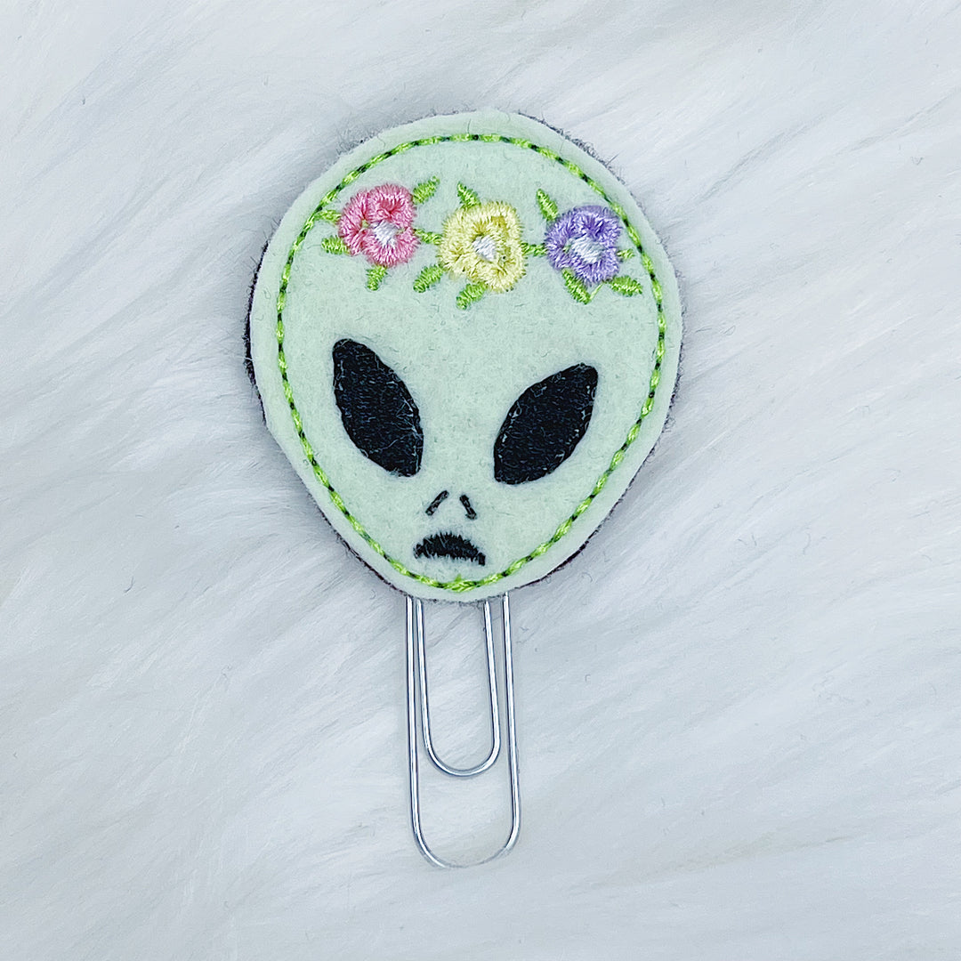 Floral Alien Feltie Planner Clip