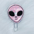 Pink Glitter Jelly Alien Feltie Planner Clip