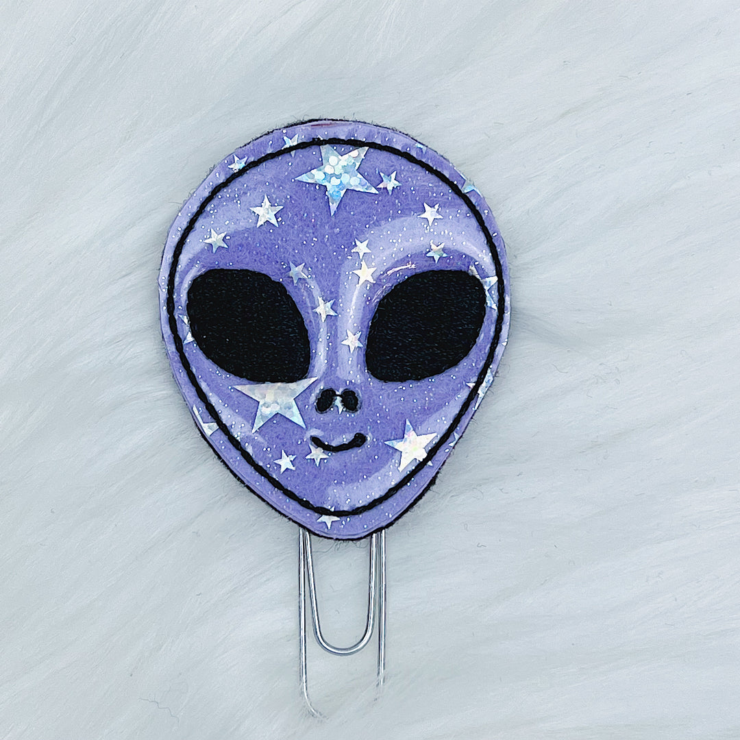 Purple Glitter Jelly Alien Feltie Planner Clip