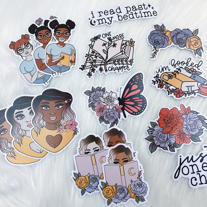 Book Gazer 2.0 Sticker Die Cut Pack | ALL Skin Tones Included!