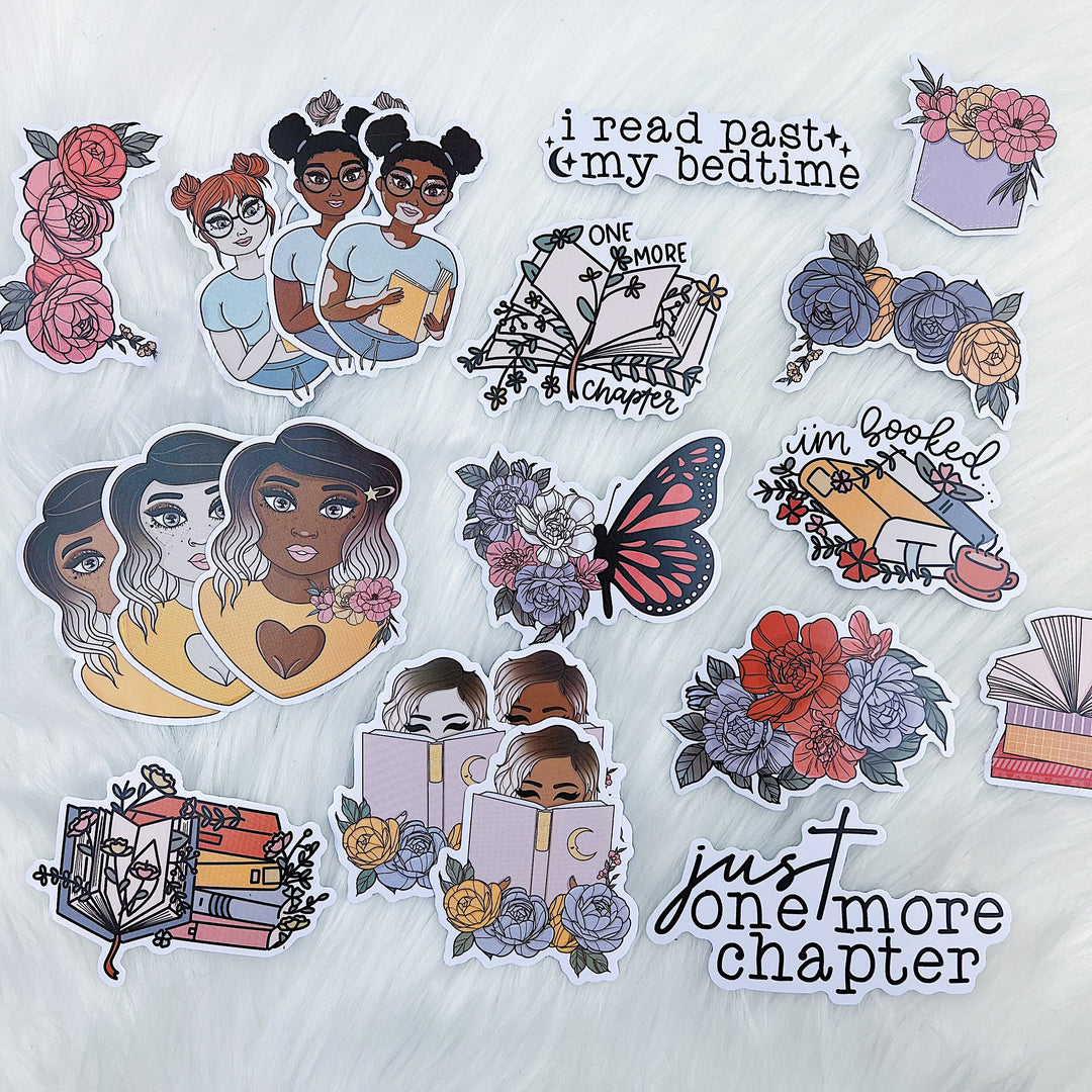 Book Gazer 2.0 Sticker Die Cut Pack | ALL Skin Tones Included!