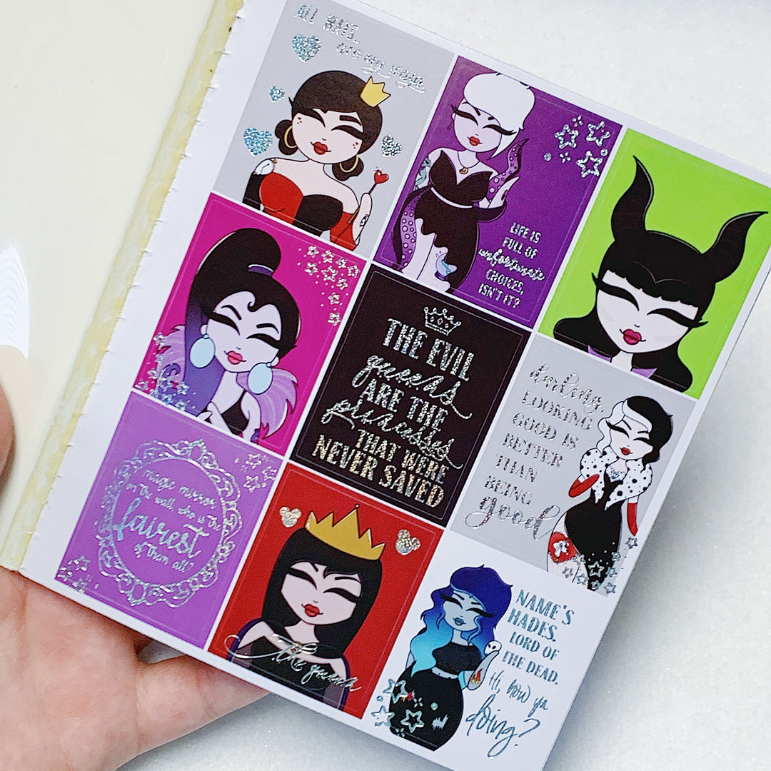 Tattoo Villains Sticker Book | 10 Pages | Sparkly Holo Foiled