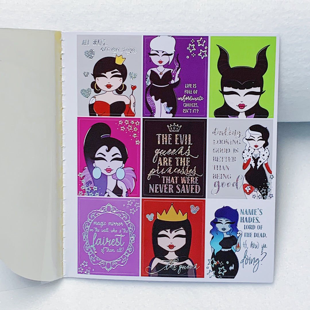 Tattoo Villains Sticker Book | 10 Pages | Sparkly Holo Foiled