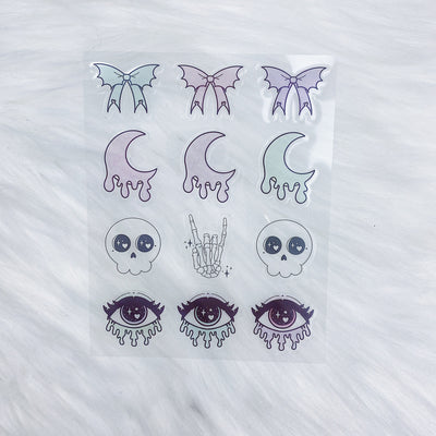 Clear Pastel Goth Doodle Sticker Sheet