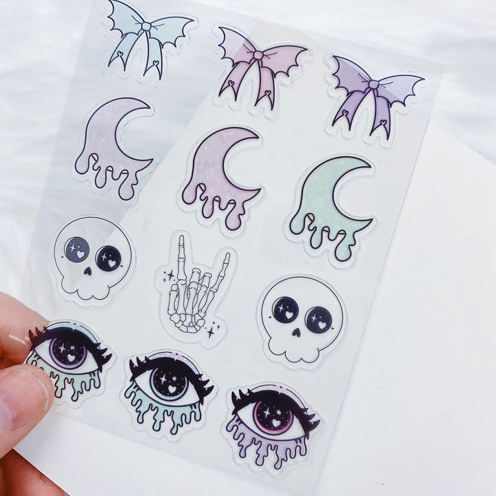 Clear Pastel Goth Doodle Sticker Sheet