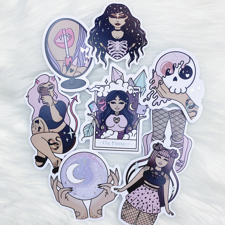 Medium Skin Pastel Goth Sticker Die Cut Pack | Pixie Holo Foiled