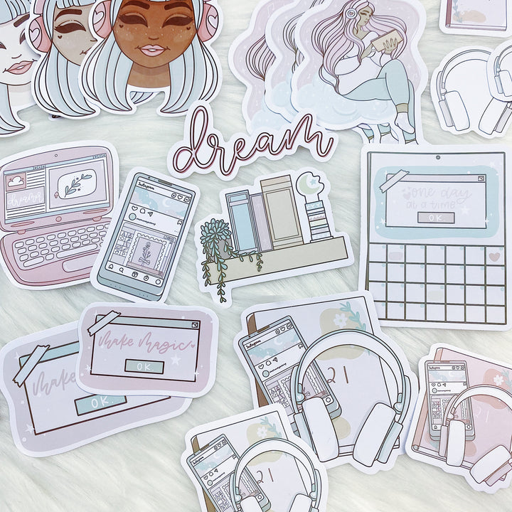 Lofi Vibes Sticker Die Cut Pack | Rose Gold Foiled | TheHoneyBShop