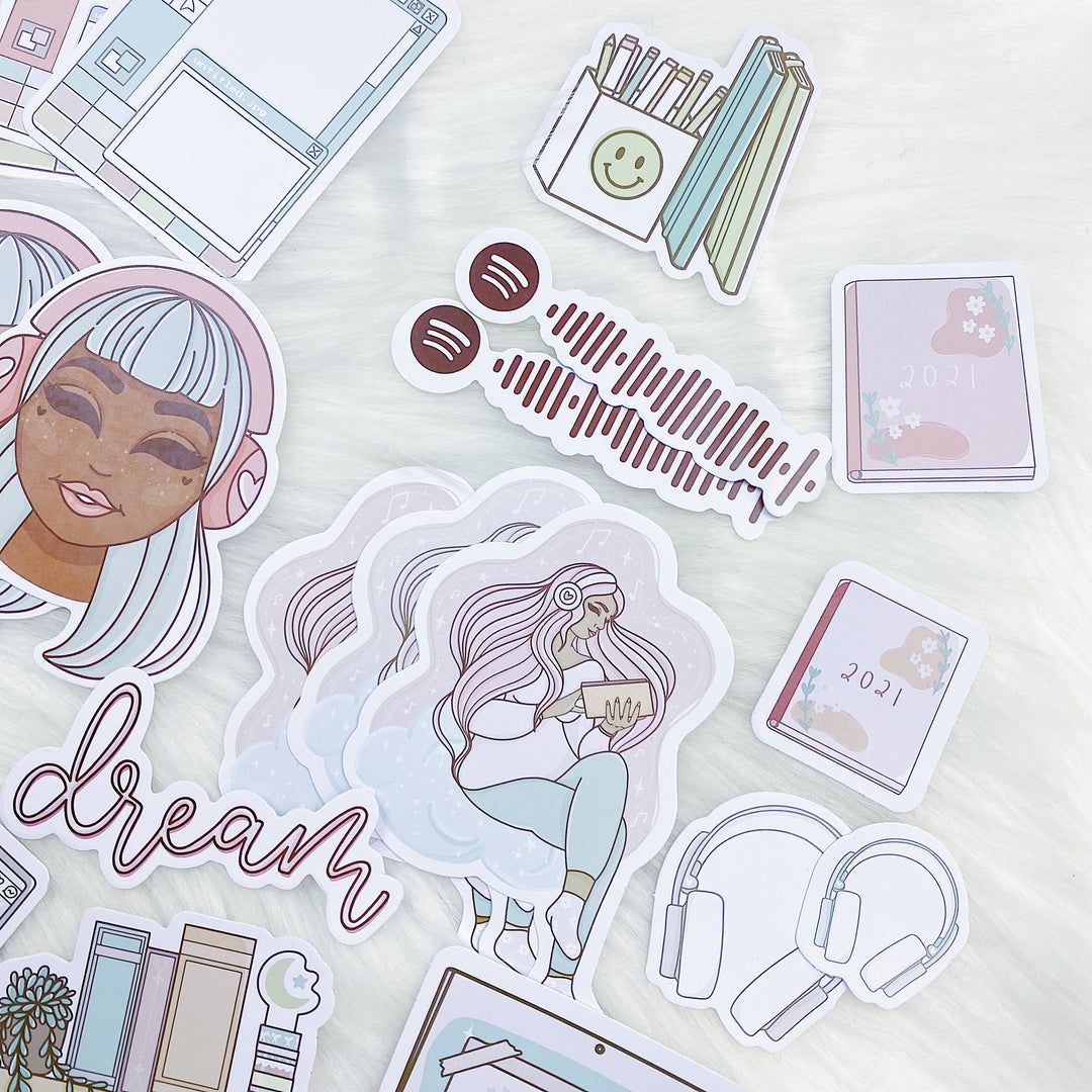 Lofi Vibes Sticker Die Cut Pack | Rose Gold Foiled | TheHoneyBShop