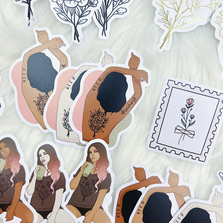 Keep Growing Vinyl Die Cut Pack | Soft Gold Foiled | ALL Skin Tones Included