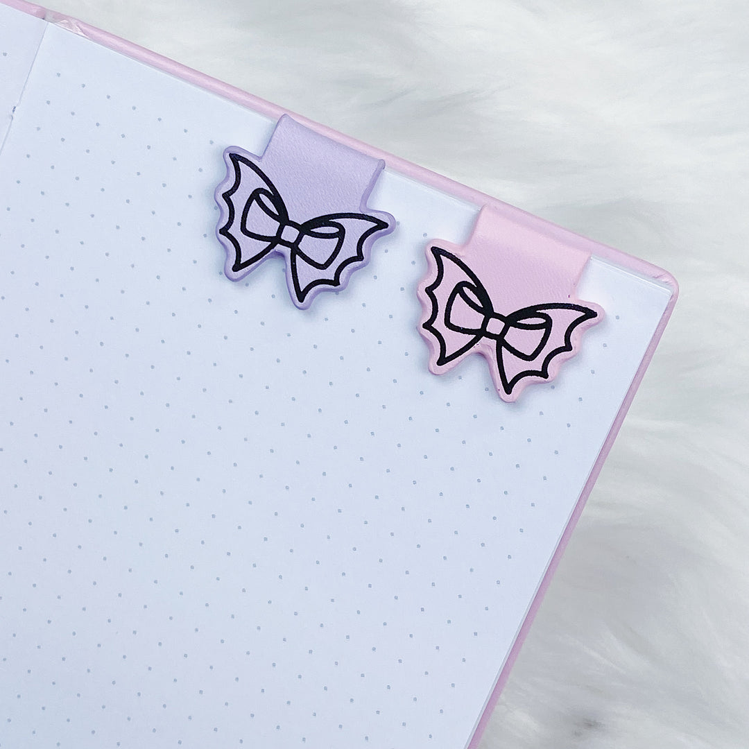 Bat Bow Vegan Leather Magnetic Bookmark | Set of 2