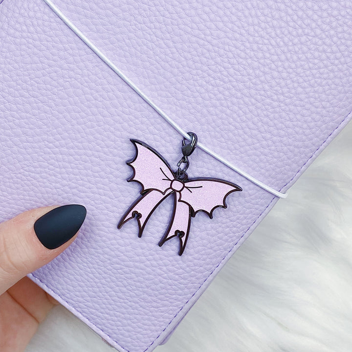 Bat Bow Enamel Charm | Glitter Filled