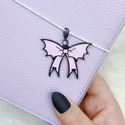 Bat Bow Enamel Charm | Glitter Filled