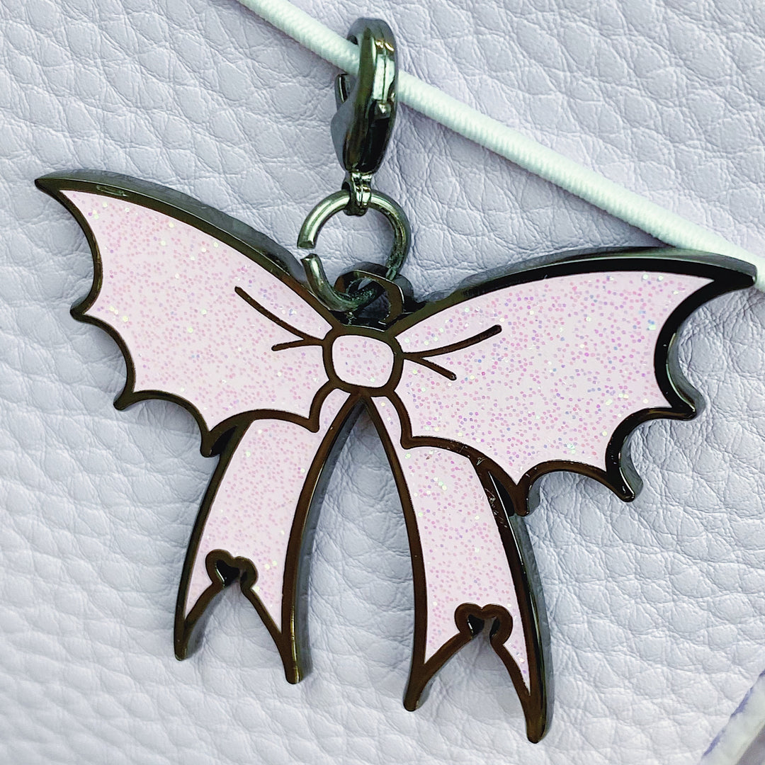 Bat Bow Enamel Charm | Glitter Filled