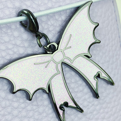 Bat Bow Enamel Charm | Glitter Filled