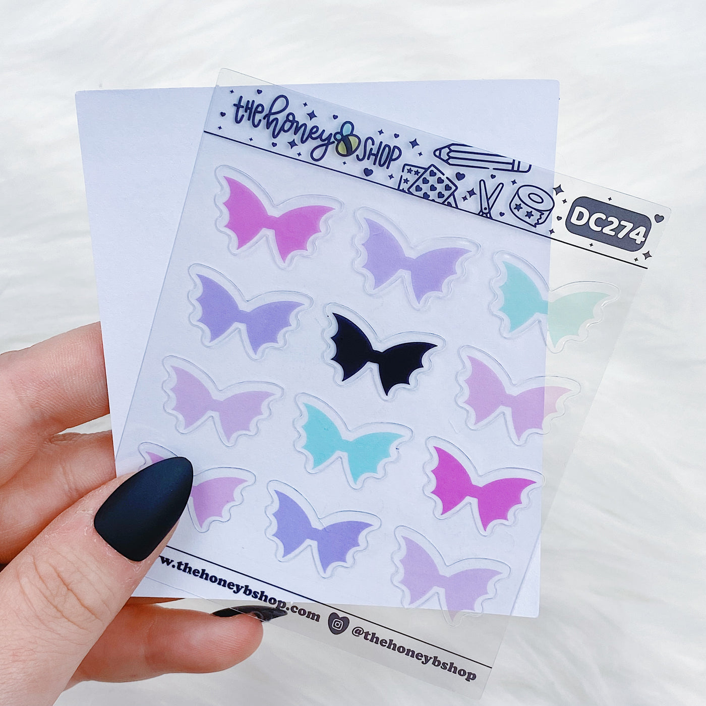 Clear Bat Bow Stickers