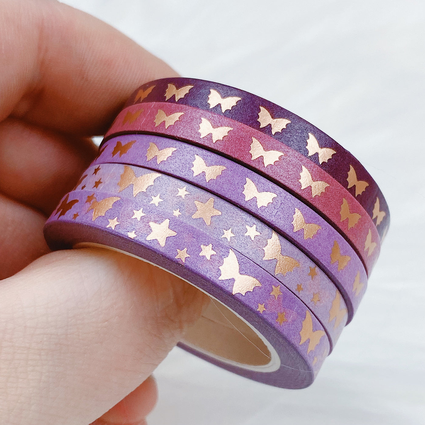 Send Me Nudes Rose Gold Baby Bat Bows Perforated Header Washi Bundle | (5) 5MM Tapes