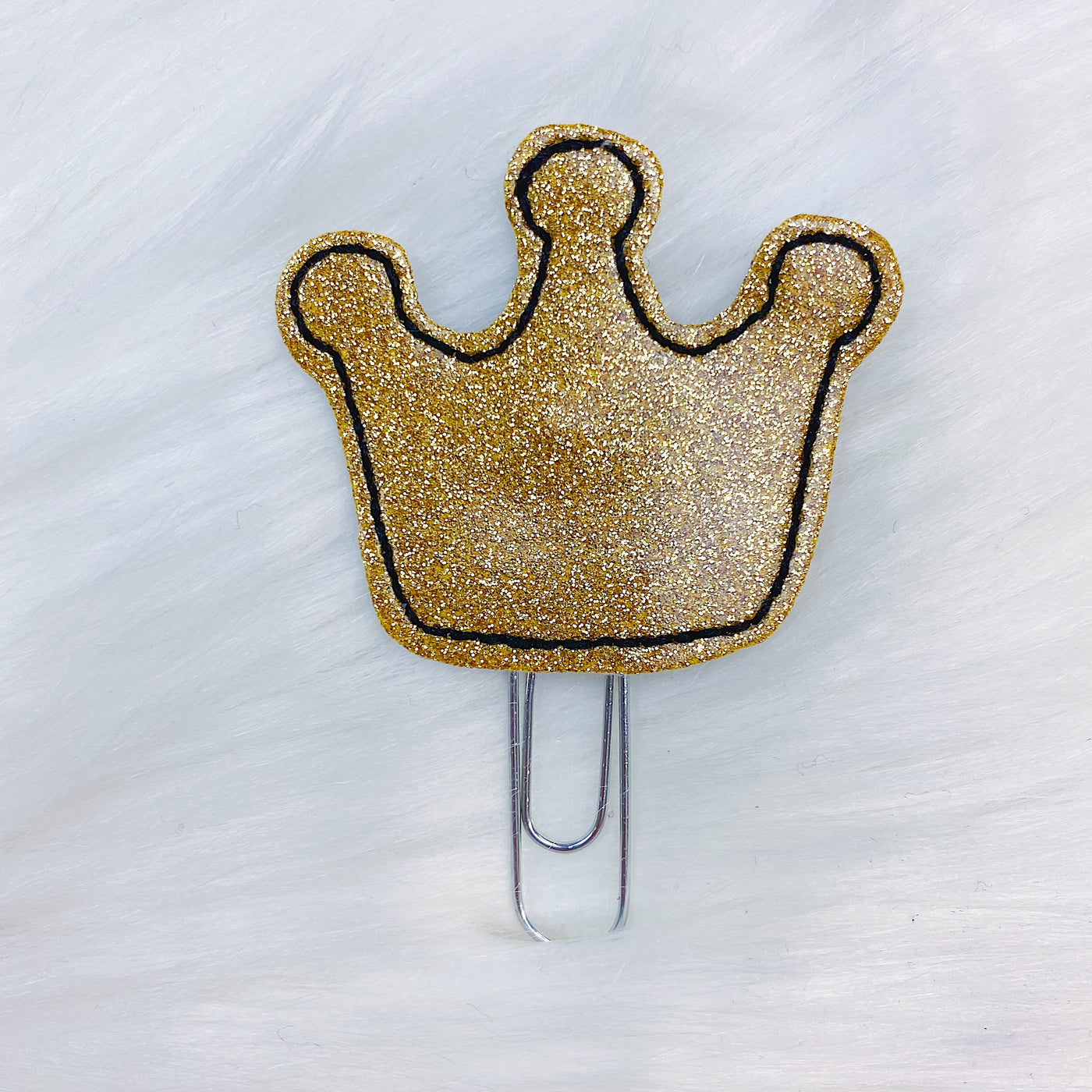 Gold Glitter Crown Feltie Planner Clip