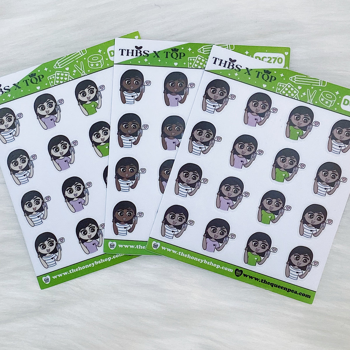Facetiming BabeBees Clear Doodle Stickers | Choose your Skin Tone!