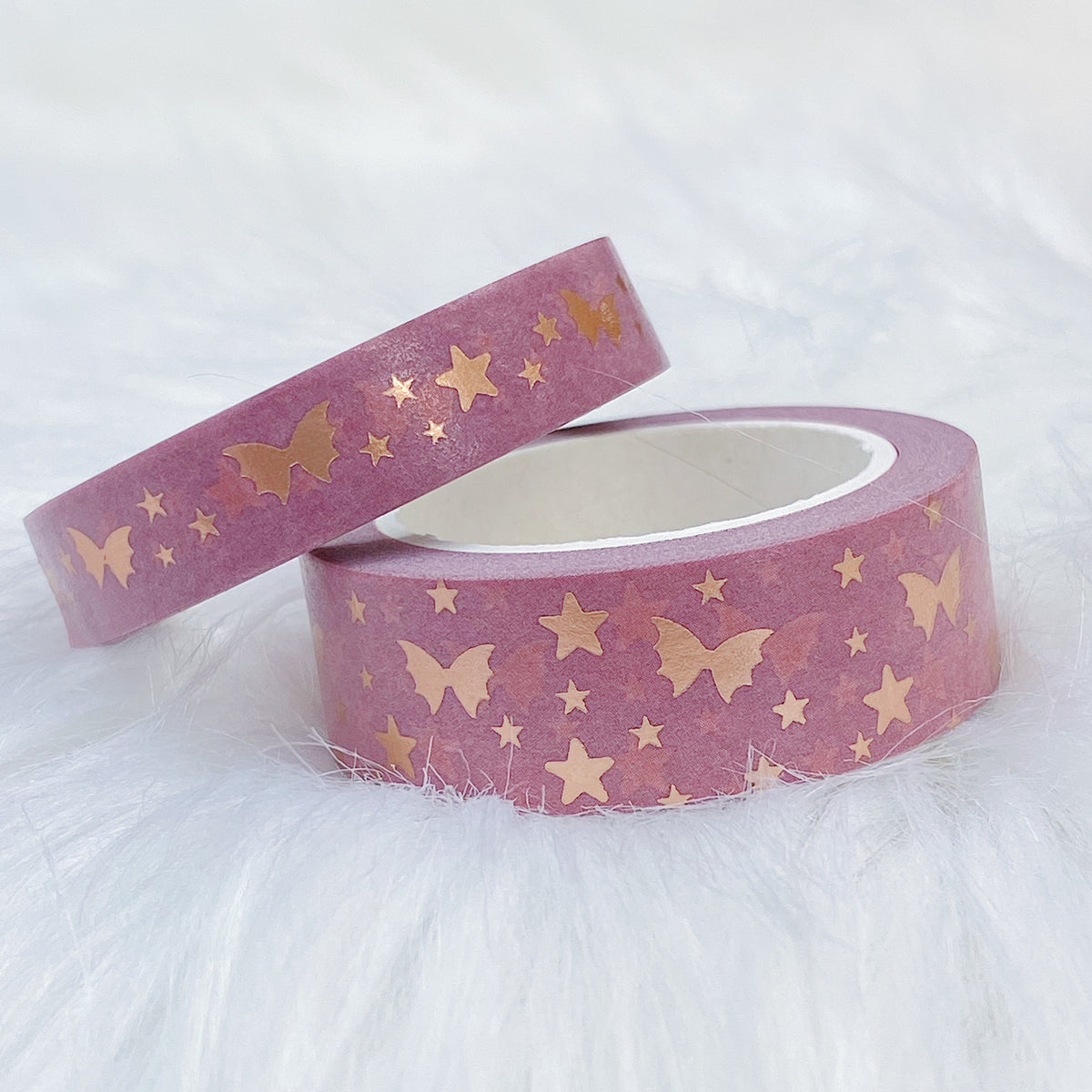 Paquete de cinta Washi mágica con lazo rosa y murciélago de Send Me Nudes | 15+10 MM | Lámina de oro rosa.