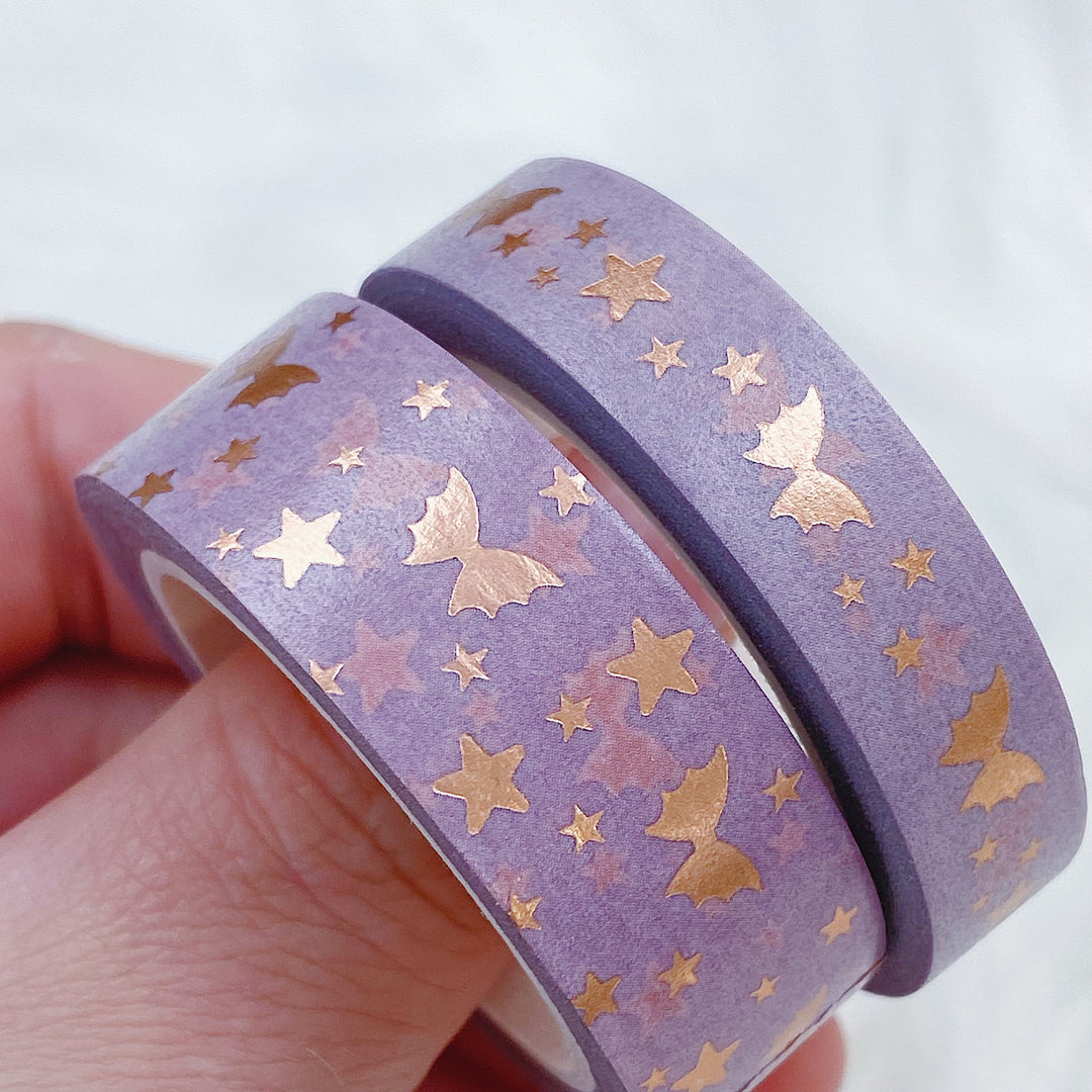 Send Me Nudes Dusty Pink Bat Bow Magic Washi Tape Bundle | 15 + 10 MM | Rose Gold Foil