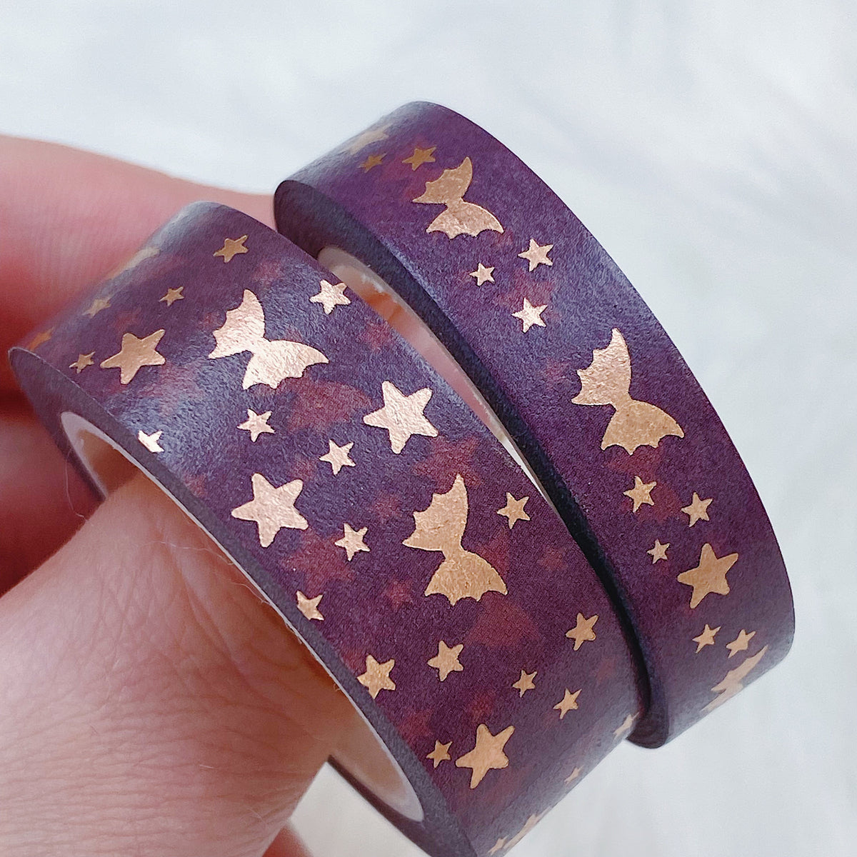 Paquete de cinta Washi mágica con lazo de murciélago pecas y desnudos Send Me | 15+10 MM | Lámina de oro rosa.
