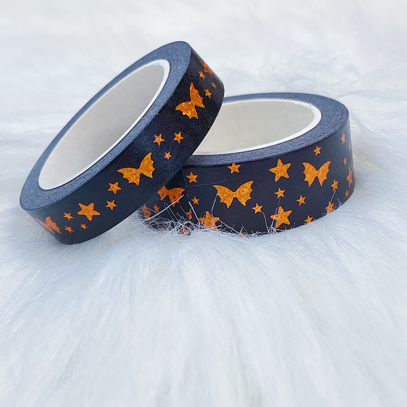 Halloween Orange Bat Bow Magic Washi Tape Bundle | 15 + 10 MM | Orange Foil