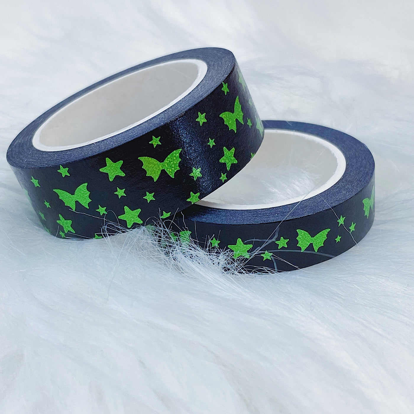 Halloween Green Bat Bow Magic Washi Tape Bundle | 15 + 10 MM | Green Foil