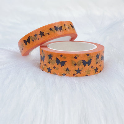 Halloween Black on Orange Bat Bow Magic Washi Tape Bundle | 15 + 10 MM |