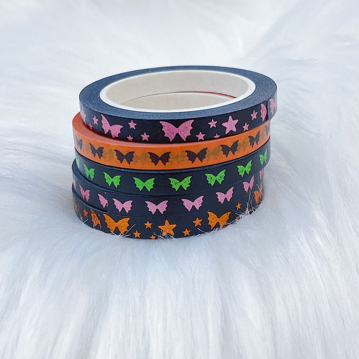 Halloween Baby Bat Bows Perforated Header Washi Bundle | (5) 5MM Tapes