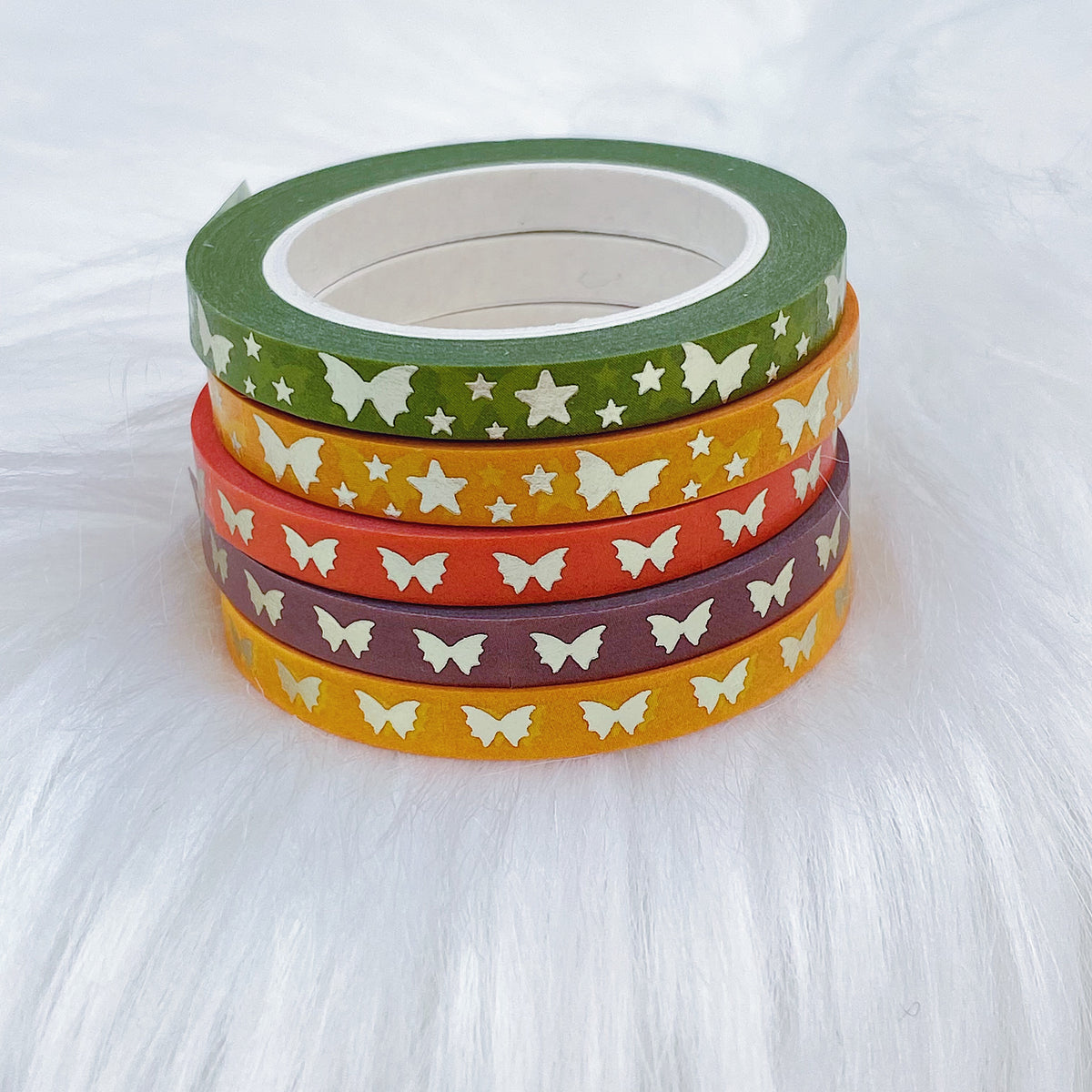 Autumn Harvest Baby Bat Bows Perforated Header Washi Bundle | (5) 5MM Tapes